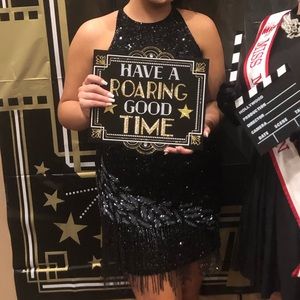 Beaded fringe homecoming dress